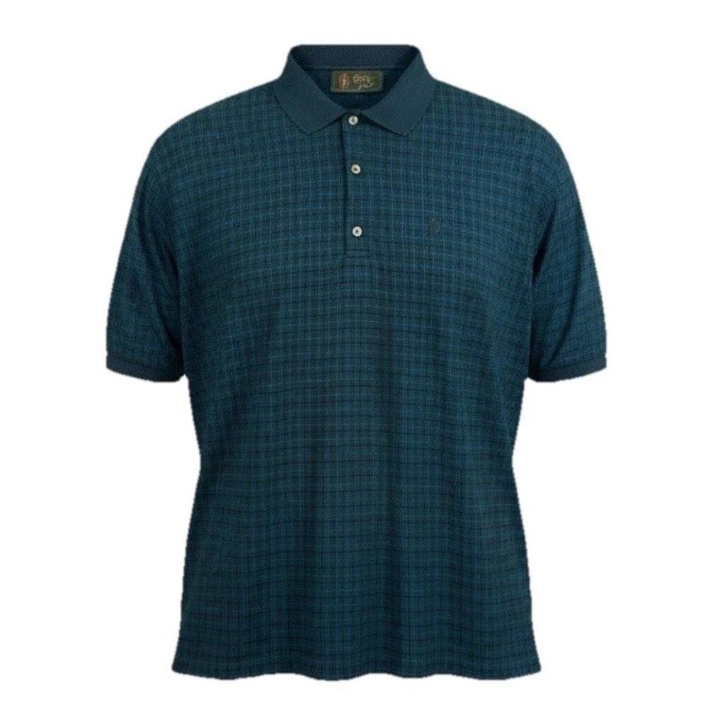 Vtg. Bobby Jones Mens L Golf Polo Shirt 100% Cotton‎ Italy Teal & Black